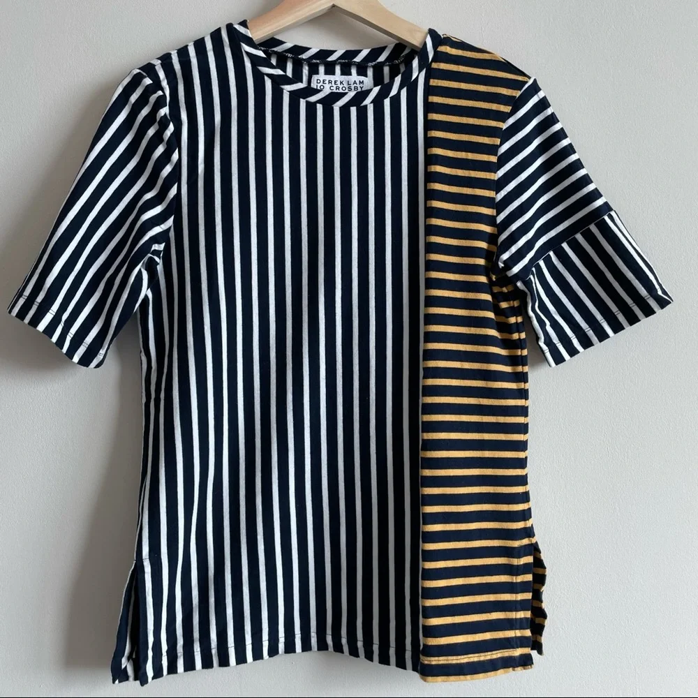 Derek Lam 10 Crosby Striped Color-block Tee